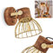 Wandleuchte Grunnfjord, Wandlampe im Vintage Design aus Holz/Metall in Natur/Godlfarben m. Lichteffekt, Schirm in Gitter-Optik, Leuchte m. Holzbalken u. verstellbarem Strahler, E27, ohne Leuchtmittel