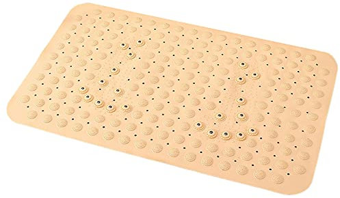 MARMODAY Quadratische Duschmatte, rutschfest, 37 x 72 cm, PVC, Duschmatte mit Saugnapf, Badewannenmatte mit Ablauflöchern, maschinenwaschbar, Gelb