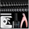 Gelike ec Soft Gel Tips Nail Extension Kit, 6 In 1 Nail Glue Gel Base Coat with Pre-shaped Medium Almond Square Nails UV LED Nail Lamp Acrylic Nail Clipper for Gel Art Polish DIY Manicure
