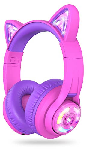 iClever Bluetooth Kopfhörer Kinder über Ohr, Verstellbare 74/85dBA Lautstärkeregler, 50 Stunden Spielzeit, Bluetooth 5.2, Kinder Kopfhörer mit Mikrofon für Schule/Tablet/Handy/PC