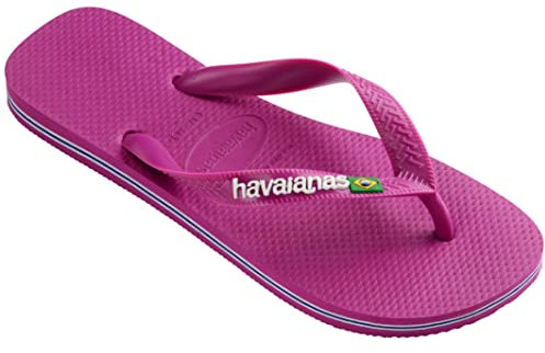 Havaianas - Brasil Logo, ikonische, bequeme und langlebige Badelatschen mit Brasilien- Flagge und rutschfester Sohle mit farbigen Streifen, Unisex-Erwachsene