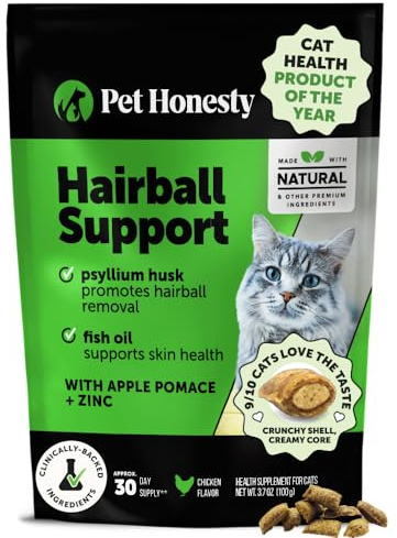 Cat Hairball Support Crunchy & Creamy Chews, Hairball Remedy Treats, Cat Furball Treatment, Supports Skin & Coat, Vitamins for Digestion, Chicken (30-Day Supply)