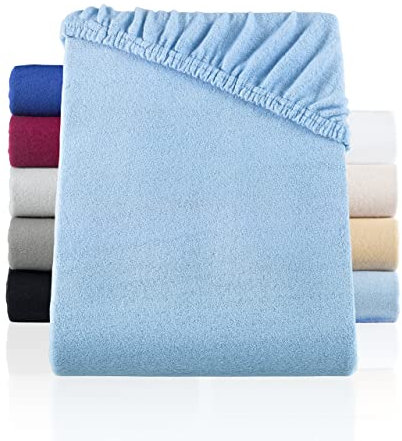 BaSaTex Winter Spannbettlaken Spannbetttuch Teddy Flausch Thermo Fleece in 8 Farben 7 Größen 200x220 cm auch für Wasserbetten und Boxspringbetten 40 cm Steg Rauchblau