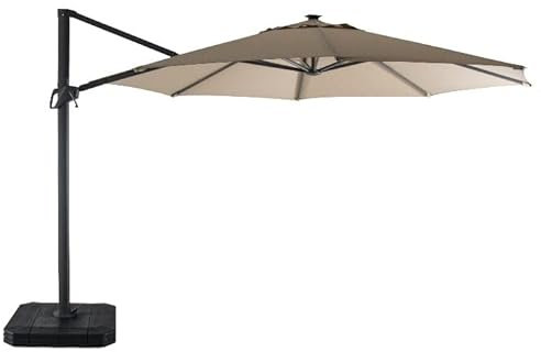 Harbour Lifestyle Ares 3.5m Round Cantilever Parasol with Solar powered LED Lights in Beige
