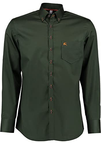 TOM COLLINS Herren Hemd Langarm Jagdhemd mit Button-Down-Kragen Juahop, Größe:45/46, Farbe:dunkelgrün
