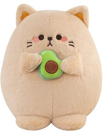 Firecos Katze Kuscheltier Kawaii Klein Katzen Avocado Plüschtier Stofftier Niedlich Geburtstag Weihnachten Geschenke für Freunde Kinder (Khaki, 35cm)