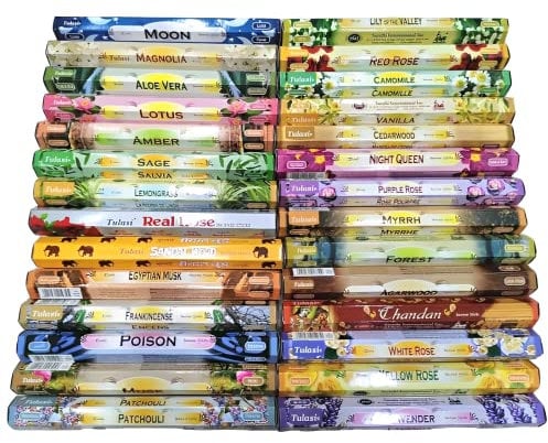 Lote de Inciensos Tulasi - Surtido de 15 Cajas - 300 Varillas