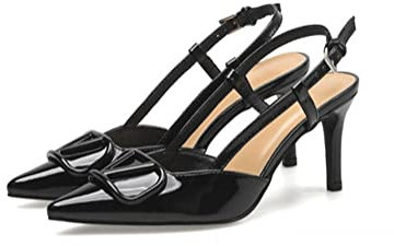 Hochhackige Sandalen Spitzschuh High Heels V-Schnalle EIN Wort mit hohler Feinform mit hohen Absätzen Römische Einzelschuhe weiblich (Color : Black, Size : 39 EU)