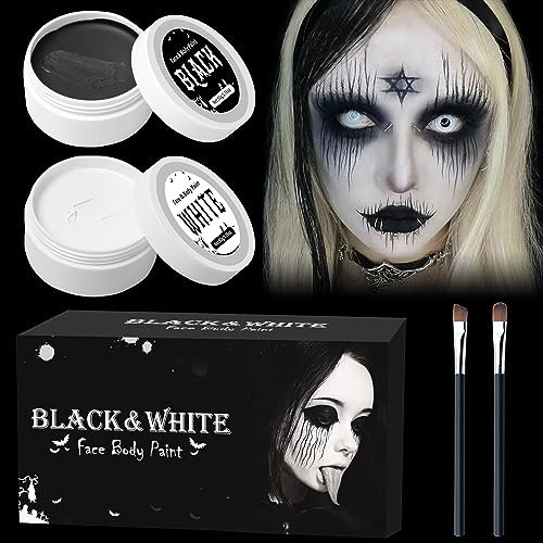 100g Halloween Schminke Schwarz Weiß, Kinderschminke Karnevals Make up Set, Face Paint Für Theaterschminke, Faschingsschminke für Kinder Erwachsene Fasching SFX Makeup
