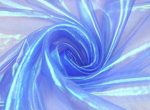 Organzastoff zum Nähen Meterware, 100cm x 150cm Bunte Glitzer Organza Tüllstoff Tüll Dekostoff zum DIY Basteln Bekleidung Tüllrock Gardine Schals Vorhänge Tischdecken Hochzeit Party Deko,Königsblau