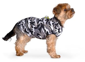Selente Paw Parade wasserfester Hundemantel/Regenjacke/Wintermantel für kleine und mittlere Hunde mit Fleecefutter (Made in EU), Schwarz/Weiß Camouflage, Gr. 0