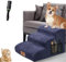 MASTERTOP Escaliers pour Chiens à 3 Marches en Éponge Haute Densité, Échelle Large pour Animaux de Compagnie, Escaliers Chien Antidérapant avec Housse Amovible pour Monter Canapé et Lit (Bleu)