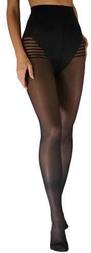 SEGRETA 00030 (Nero, S) Collant Donna Compressione Graduata, Anticellulite, Snellente, con Acido Ialuronico, 12-16 mmHg