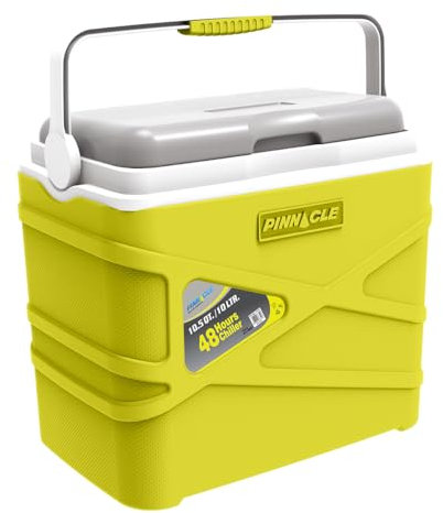 Pinnacle 10 Liter Insulated Cooler Lunch Box -Portable Camping/Picnic Hard Cooler –Coolbox Keeps Cool for 48 hrs. with Ice Retention–Heavy Duty Cooler for Beach, Grill, Travel,Tailgating,Small Green