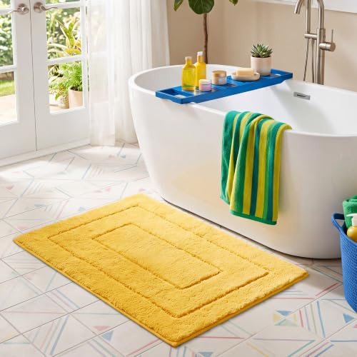 GRANNY SAYS Badezimmerteppich 60x90 cm, Badteppich Gelb, Badvorleger rutschfest, Super Weicher Badematte Waschbar Absorbierend, Badezimmermatte für WC Teppich, Dusche und Toilette, Bathroom Rug