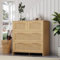 HAINEW Rattan Kommode Sideboard mit 4 Rattan Schublade, Holz Schrank Aufbewahrungsschrank mit Holz Griffe für Flur Wohnzimmer, 80×38×80cm (Natur)