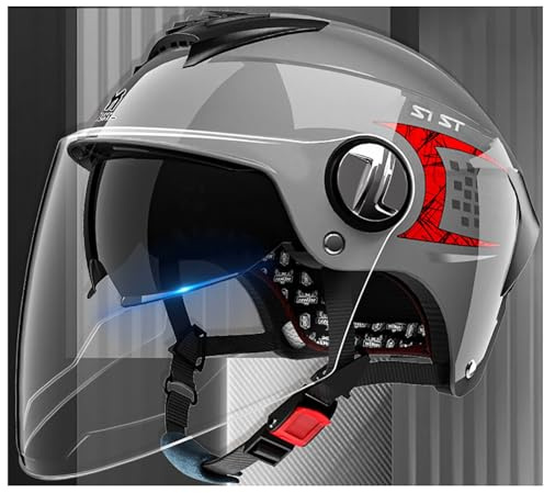Jethelm Motorradhelm Mit Visier, ECE-Zertifiziert Für Herren Und Damen Für Moped Mofa Scooter Und Roller Retro Helm Design, Halbschalenhelm Rollerhelm Für Cruiser Chopper 4,55-62CM