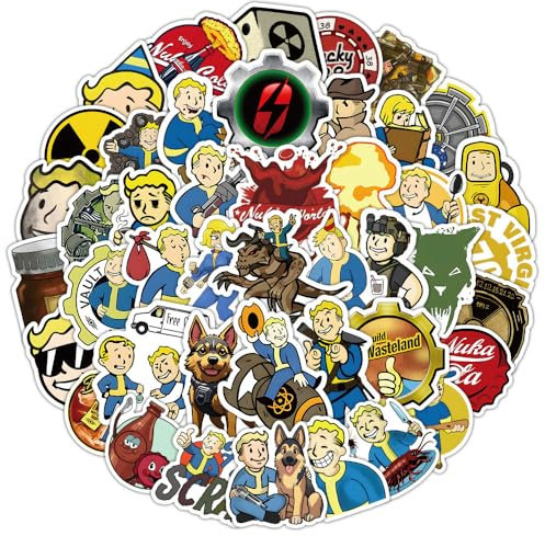 50 adesivi Fall-Out, classici adesivi per giochi di ruolo, serie in vinile, impermeabili, per laptop, skateboard, bagagli, adolescenti