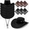 ASMIZ Cowboyhüte und 6-teiliges Bandanas-Set, Cowgirl-Hut mit verstellbarem Kordelzug, Western-Kostüm für Party, Bühnenaufführung, 6 Stück