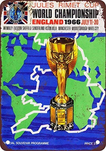 Biopracess 1966 World Soccer Championship England Vintage Look Reproduction Metal Tin Sign 7.8inch*11.8inch