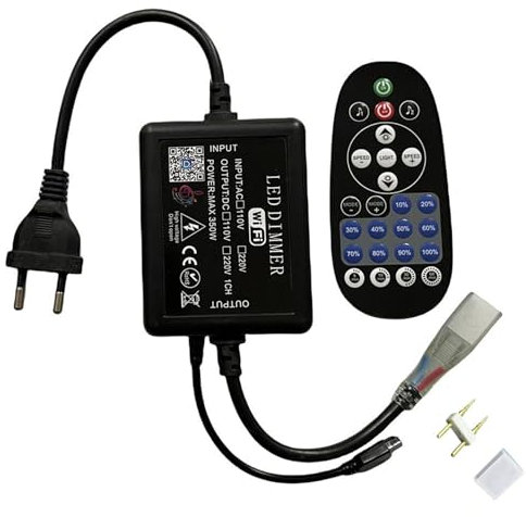 FOLGEMIR 220V WIFI Netzteil Trafo mit IR Fernbedienung, 11 mm Nadelteilung, Dimmbar/Musik/Mikrofon/Timer Schalter, 350W Power Supply für LED Strip Lampe