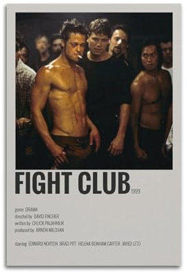 KSOXDAITIP Brad Pitt Fight Club Workout-Poster, Leinwand-Kunstdruck, moderne Familienschlafzimmer-Dekoration, 20 x 30 cm