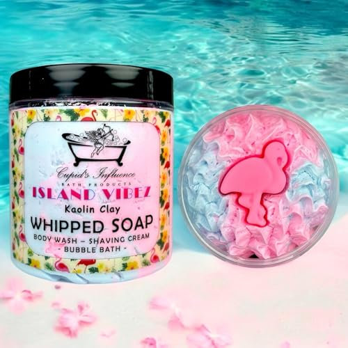 Island Vibez Whipped Soap | Kaolin Clay Body Wash | Shower Fluff | Luxurious Shaving Foam | Shower Cream | Bubble Bath | Shower Whip | Unisex Gift | Valentine Day Gift | Stocking Filler | Secret Santa