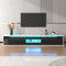 Zepneiy Meuble TV Brillant, Noir Brillant + Couleur Bois, avec lumière LED à Changement de Couleur, Mural/autoportant