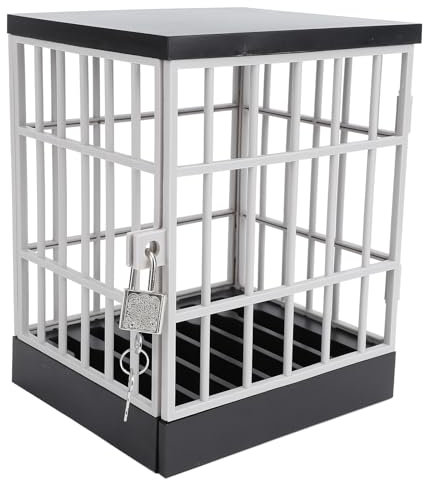 Tomotato Cell Phone Jail Lock Box Mobile Phone Prison Lockable Cage Lock Up Safe Smartphone Stand Storage Gadget for Classroom Family Time Party Fun Presents (Black Grey)