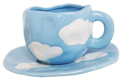 OFFSCH Set Tazza Da Caffè in Ceramica Con Motivo A Tazza Per Acqua Per Uso Domestico Con Piattino