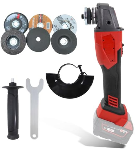 Smerigliatrice angolare senza fili per batteria Milwaukee da 18 V, 12000 RPM, smerigliatrice angolare senza spazzole da 125 mm, con fusto M14 fino a 5/8-11 per separare levigatura, lucidatura, con 6