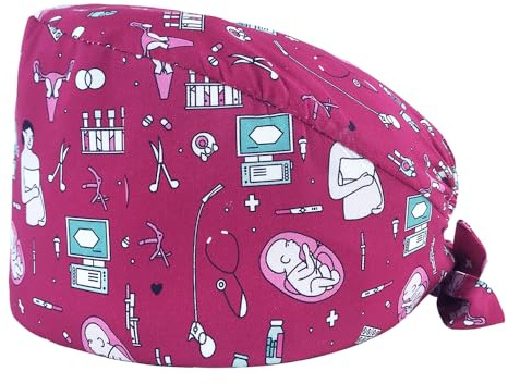 OP-Haube – 100% Baumwolle – Standardgröße – Mit Lustigen Motiven – Innovatives & Bequemes Design – Für Zahnärzte, Tierärzte & Medizinisches Personal (Rosa)
