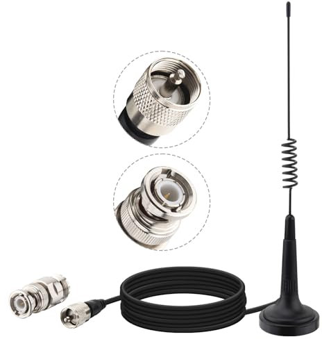 YOTENKO 27MHz CB Radio Antenna 12 inch, Magnetic Base Antenna CB for Car Truck Vehicle, with PL259 & BNC Male, Compatible with Cobra, Midland, Uniden, President, Maxon Handheld CB Radio