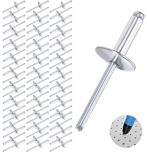 Set di 60 rivetti ciechi in alluminio, 4,8 x 20 x 16 mm, con anima in acciaio, rivetti ciechi in alluminio, argento (4,8 x 12 mm)