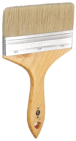 sourcing map Chip Paint Brush 5 Flat Paint and Chip Natural Bristles Brushes with Wooden Handle and Hole for DIY Art Painting Furniture Cabinet Fences Deck Wall Door Trim, Brown