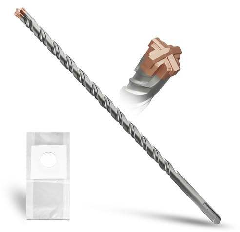 METOTY SDS Plus Hammer Drill Bit 12mm×350mm, with 4 Carbide Cutting Edges, Head with Coating, Masonry Drill, Hammer Drill, Concrete Drill, for Stone, Concrete, Natural Stone, Brick Wall