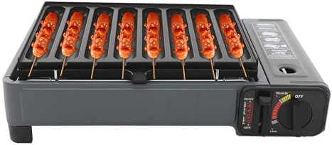 ieLsngai Hornillo de gas de 1 foco, 2,2 kW, parrilla de gas para cartuchos, cocina de gas portátil, con plancha para salchichas