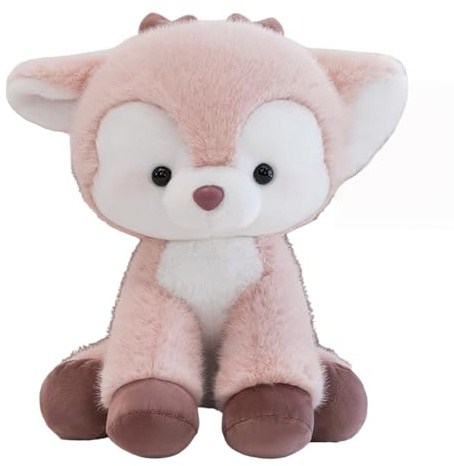 Xiyocadt Hirsch Kuscheltier, Sitzender REH Kuscheltier, Plüschtier Rentier, Rentier Deko, Cute Plushie für Kinder Mädchen Jungen (20CM,Rosa)