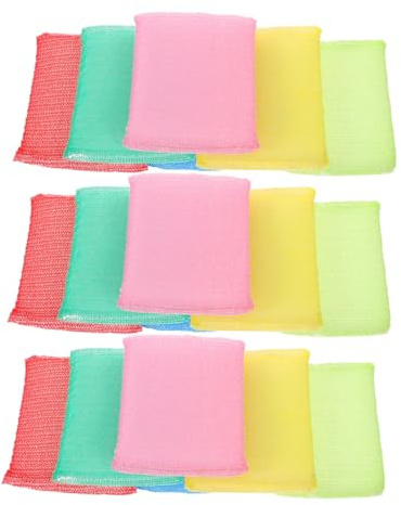 CHILDWEET Kratzfreie Spülschwämme Geruchsfreie Waschbare Küchenschwämme aus Nylon 24 Stück Zufällige Farbe für Reinigung von Geschirr und Töpfen für Harte Oberflächen