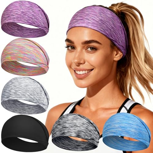 Loiluliy Stirnband Damen Sport, 6 Pack Haarband Damen Herren Breit Stirnbänder Dünn, Elastisch Headband Unisex Hair Band Haarschmuck für Sport Laufen Gym Joggen Yoga Workout und Alltagsmode
