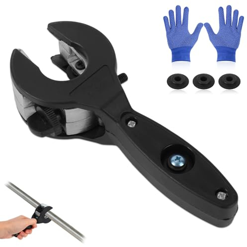 Ratschen Rohrschneider für Enge Räume, Premium-Qualität Ratschen Rohrschneider Werkzeug mit 3 Klingen und 1 Paar Handschuhen für Kupfer- Messing- und Aluminiumrohre