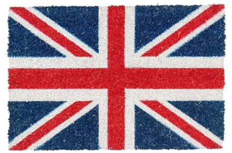 CKB LTD Union Jack Doormat - British Flag Great Britain Decorative Natural Coir Welcome Door Mat with Non Slip PVC Backing, Indoor Outdoor, Front Back, 60 x 40cm