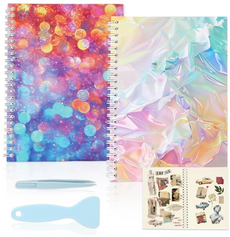 2 Stück A5 Stickeralbum Leer Zum Sammeln mit Zubehör, 64 Blätter Licht Schattentransformation Sticker Aufbewahrung Wiederverwendbares für Kinder Und Erwachsene Diamant Malerei Aufklebern (Bunt)