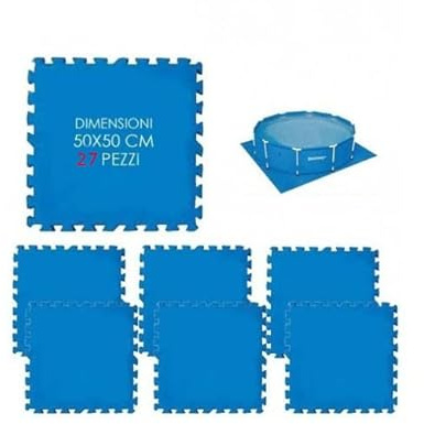 OPIROS Set pz.27 Tappetini Componibili sotto Piscina Mattonella in Gomma cm.50x50 Spessore mm.3 (3 Blister da pz.9)
