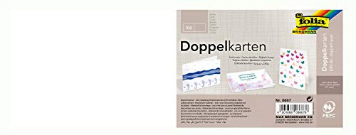 folia 8667 - Briefkarten DIN A6, weiß, doppelt quer 100 Stück - Doppelkarten zum kreativen Gestalten von Einladungen, Glückwunschkarten