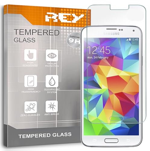 REY Bildschirmschutz aus gehärtetem Glas für Samsung Galaxy S5 / S5 NEO, Schutzfolie, Displayschutzfolie 9H+ Härte, Anti-Kratzen-Öl-Bläschen