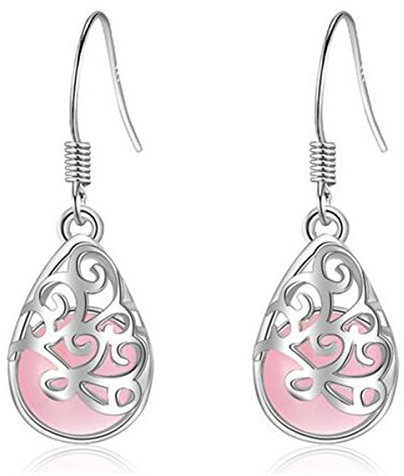 Bwraoyy Women's Earrings 925 Sterling Silver Moonlight Cat's Eye Drop Pendant Fashion Love Wishing Hypoallergenic Earring