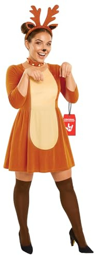 Fun Shack Reh Kostüm Damen, Waldtier Halloween Kostüm Damen, L | Kleid, Geweih-Stirnband & Halsband, Anmutiger Waldtier-Look, Zum Überziehen, Perfekt für Halloween, Ideal zum Verkleiden