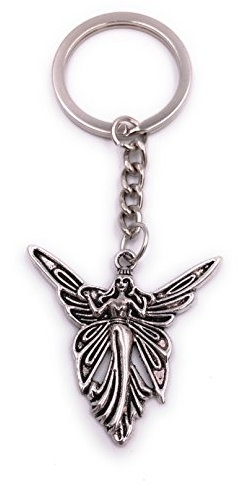 H-Customs Elfe Gnom Fee Magie Flügel Schlüsselanhänger Anhänger Silber aus Metall
