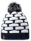 mh michael heinen Damen Strickmütze, Beanie, Fleece Fütterung, mit Bommel, wasserabweisend, dehnbar, OneSize blau-weiß OS